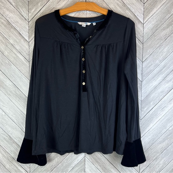 Boden black top with velvet trim - Picture 1 of 9